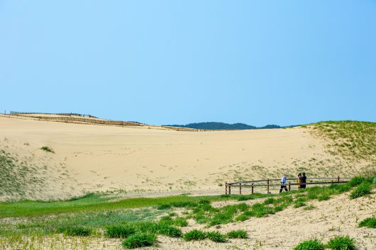 '사막 여행 연출 사진'으로 유명한 천연기념물 '신두리 해안사구'의 포토존에서 탐방객들이 사진 촬영을 하고 있다. / 김용재 영상미디어 기자