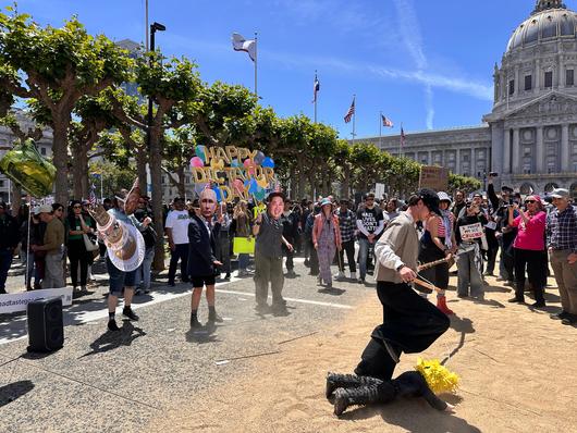 14일 미국 샌프란시스코에서 일어난 'No Kings' 시위 현장의 모습./오로라 특파원