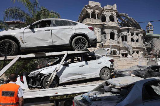 15일 이란 공습을 받은 이스라엘 북부./ AFP 연합뉴스