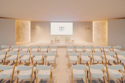 엑스포 기간 동안 주요 글로벌 문제를 주제로 한 다이얼로그가 펼쳐질 와(WA) 스페이스. 여섯가지 주요주제인 대자연, 비즈니스 &기술, 교육 &정책, 예술 & 문화, 자선 활동, 역할 & 정체성 등의 세션으로구성되며, 우먼스 파빌리온 2층에 위치해 있다. © Cartier © Victor Picon