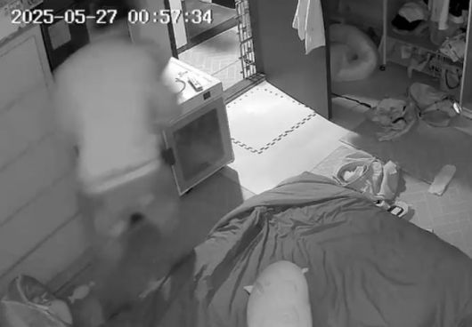 지난달 27일 안동의 한 아파트를 침입한 괴한이 20대 여성의 속옷을 뒤지는 모습. 그는 1시간 동안 3차례나 같은 행위를 반복했다. /피해 여성 제공.