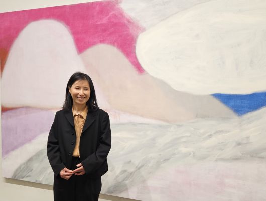 리안갤러리 서울 전시장에서 만난 재독화가 윤종숙. /허윤희 기자