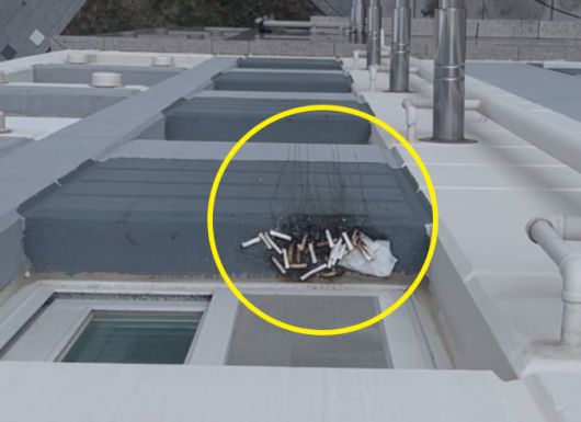 한 아파트 입주민이 세탁실 창틀에 여러 개의 담배꽁초와 라이터를 모아놓았다./보배드림