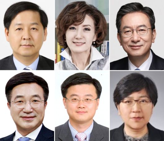 왼쪽부터, 경제부총리 겸 기획재정부 장관 후보자로 지명된 구윤철 전 국무조정실장, 사회부총리 겸 교육부 장관 후보자로 지명된 이진숙 전 충남대 총장, 법무부 장관 후보자로 지명된 정성호 더불어민주당 의원, 행정안전부 장관 후보자로 지명된 윤호중 민주당 의원, 산업통상자원부 장관 후보자로 지명된 김정관 두산에너지빌리티 사장, 보건복지부 장관 후보자로 지명된 정은경 전 질병관리청장. /대통령실 제공