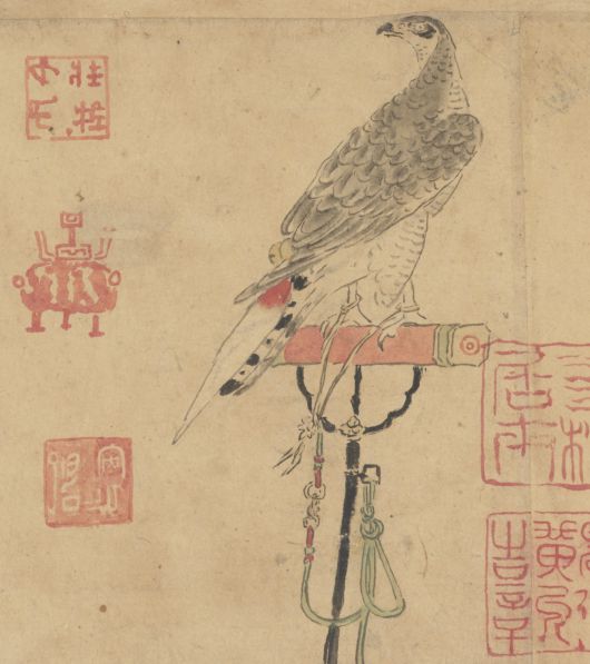 일본 에도시대 화가 가노 탄유의 매 그림 스케치. 조선 전기 화가 이암의 '가응도'를 보고 똑같이 그렸다. 개인 소장. /국립중앙박물관