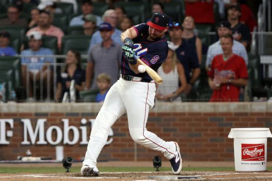 15일 열린 미국 메이저리그 올스타전 홈런더비에서 홈런 배팅을 하고 있는 칼 롤리./Imagn Images 연합뉴스