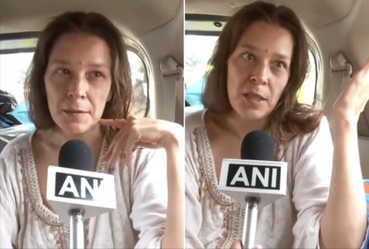 인도에서 비자 만료된 상태로 체류하던 러시아 여성 니나 쿠티나가 인도 ANI통신과 인터뷰하고 있다. ANI통신