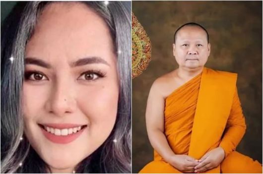 태국의 불교계 섹스 스캔들의 중심 인물인 윌라완 엠사와트(왼쪽). 오른쪽 인물은 스캔들에 연루돼 승단을 떠난 한 고승으로 알려진 사람. /더타임스