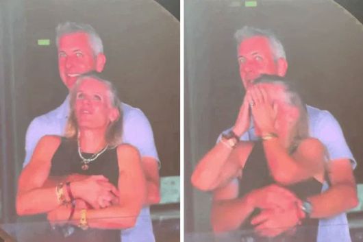 16일 매사추세츠주 보스턴에서 열린 콜드플레이의 콘서트에서 포착된 장면. 이 영상이 소셜미디어를 통해 퍼지면서 불륜 스캔들이 불거졌다. /틱톡