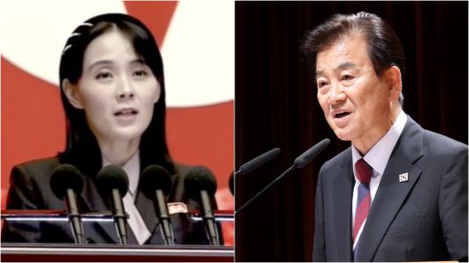 북한 김여정 노동당 부부장(왼쪽)과 정동영 통일부장관.