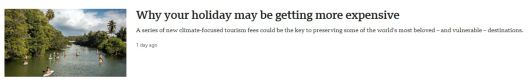 4일 BBC의 '왜 당신의 휴가가 갈수록 비싸지는가' 제목의 기사. /BBC