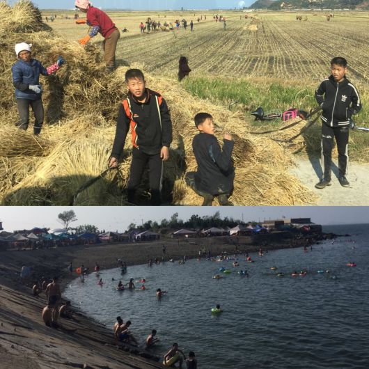 콜린 크룩스 대사가 북한에 주재하던 2019년 외곽을 돌며 찍은 사진. 위는 강원도의 농촌 풍경, 아래는 휴양지인 평안남도 남포 해변. /X