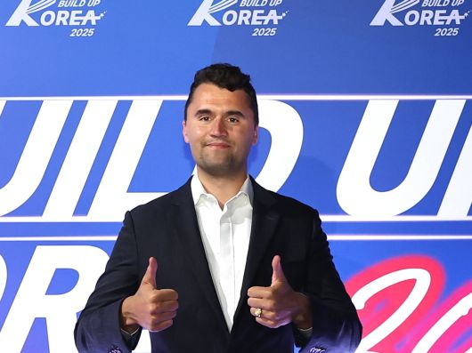 지난 5일 경기 고양시 킨텍스에서 열린 ‘빌드업 코리아 2025’ 행사에 참석한 찰리 커크. /빌드업코리아