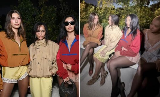 영국 잡지 '엘르UK'가 단체사진에서 로제만 자르고 올린 사진(왼쪽), 헤일리 비버와 찰리XCX가 로제를 음영 처리 한 채 올린 사진./인스타그램