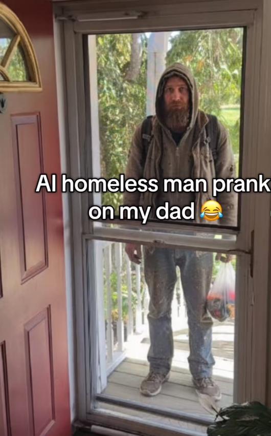 최근 SNS에서 유행 중인 인공지능을 활용한 'AI 노숙자 장난' 챌린지./틱톡