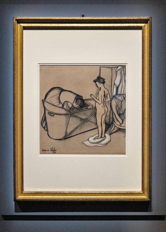 쉬잔 발라동, ‘목욕하기 전’. 황갈색 종이에 목탄과 분필, 보드에 부착. 30.2×29.8cm. /김지호 기자