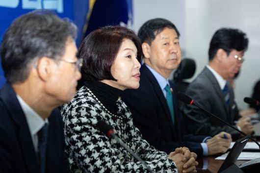 한정애 더불어민주당 정책위의장이 7일 서울 여의도 국회 의원회관에서 열린 2026년 경제성장전략 당정협의에서 모두 발언을 하고 있다. /뉴스1