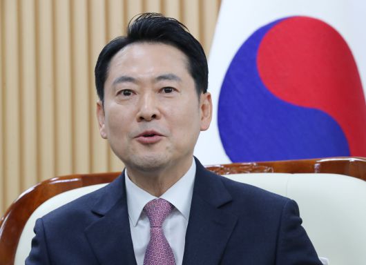 장동혁 국민의힘 대표가 14일 오전 대전시청에서 이장우 시장과 대전충남 행정통합 관련 정책협의에서 발언하고 있다. /뉴스1