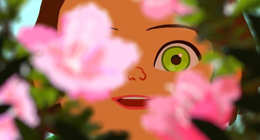 애니메이션에서 회화적으로 강조된 아멜리의 커다란 눈망울은 말없이도 감정을 전합니다./영화사진진