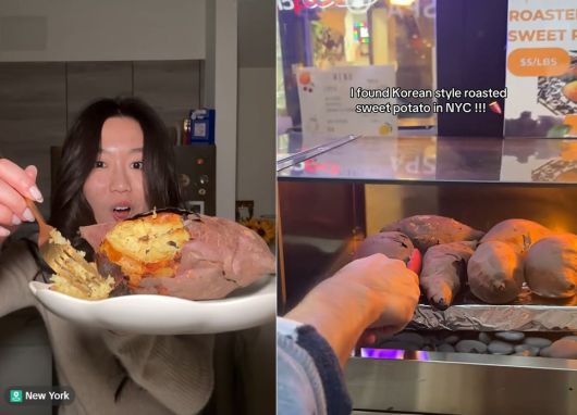 군고구마 먹는 미국 인플루언서 /틱톡 'vivecachow'