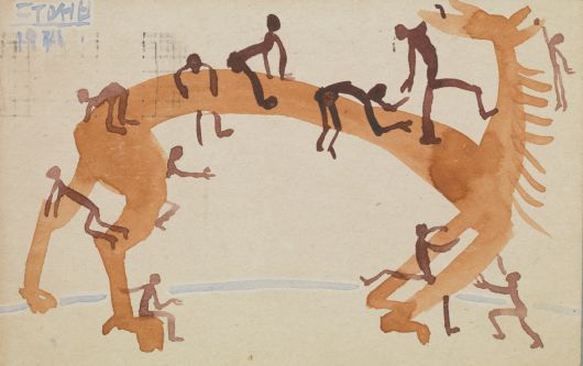 이중섭, '말을 타는 사람들'(1941). 종이에 채색, 9×14cm. /개인 소장