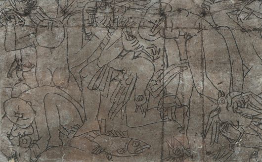 이중섭, 은지화 '가족1'(연도 미상). 은지에 새김, 10×14cm. /개인 소장