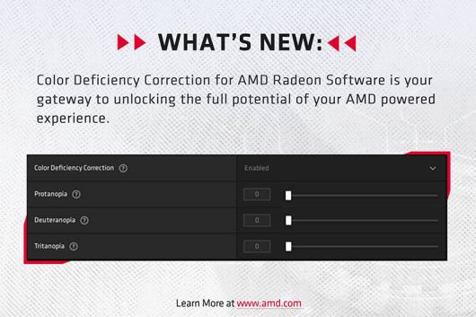 새롭게 추가된 색맹 보정 기능. 출처=AMD