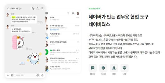 네이버웍스 역시 일반 메신저와 비슷한 1:1 혹은 그룹 대화 방식을 채택했다. 출처=네이버클라우드