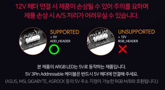 다크플래쉬 Twister DX V2 ARGB 시리즈는 12V 헤더에 호환되지 않는다 (출처=다크플래쉬)