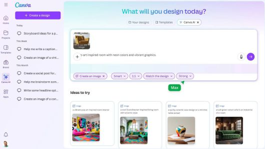 캔바 AI는 프롬프트와 음성 등으로 여러 기능을 쉽게 다룰 수 있습니다. 다만, 음성은 아직 영어만 지원합니다 / 출처=IT동아