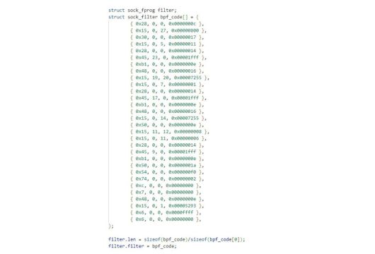 BPF도어가 등록하는 BPF 필터 / 출처=안랩