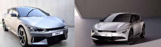 EV6 초기 모델(왼쪽)과 더 뉴 EV6 디자인 차이 / 출처=기아