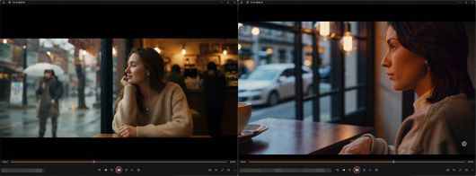 구글 플로우(좌)와 오픈AI 소라(우)에 같은 명령어를 입력한 후 생성한 결과물. 화면비 차이는 있어도 품질 자체는 둘 다 뛰어납니다 / 출처=IT동아