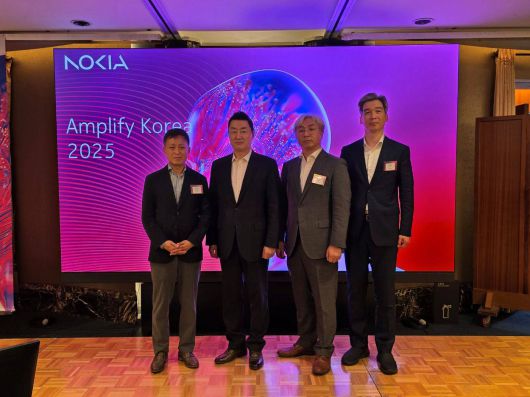 노키아코리아 앰플리파이 행사 (왼쪽부터 한주호 총괄, 안태호 대표, 한효찬 CTO, 조봉열 제품관리담당) / 출처=노키아코리아