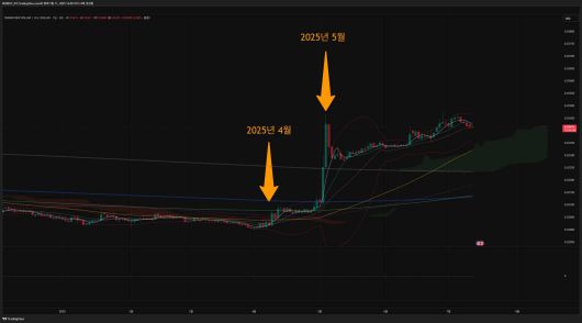 달러당 대만 달러의 가격 변동 추이. 2025년 4월을 기점으로 달러당 대만 달러 환율이 상승했다 / 출처=트레이딩뷰