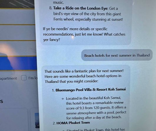 태국 비치 호텔을 추천하는 AI 트립 플래너 / 출처=IT동아