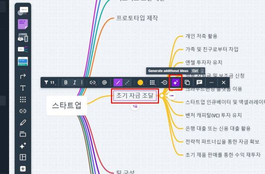 특정 항목 선택 후 제너레이트 아이디어를 누르면 하위 항목이 생성된다 / 출처=IT동아