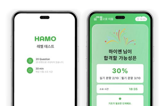 하모앱 레벨 테스트 기능 / 출처=도미노이펙트