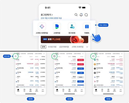 코인원이 최근 모바일 앱 UI를 개편했다 / 출처=코인원