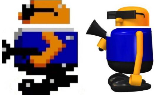 파란색, 2P 뚱보 캐릭터인 '로보'