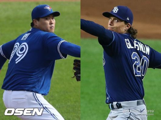 [사진] 토론토 류현진(왼쪽), 탬파베이 글래스노. ⓒGettyimages(무단전재 및 재배포 금지)