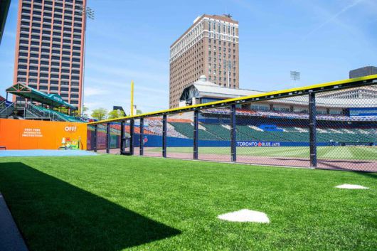 [사진] 2일(한국시간)부터 토론토 블루제이스의 새 임시 홈구장이 될 세일렌 필드의 불펜 모습. /케이틀린 맥그래스 트위터 캡처