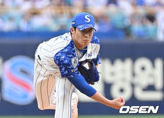 [OSEN=대구, 이석우 기자] 6일 대구삼성라이온즈파크에서 2025 신한 SOL 뱅크 KBO 리그 삼성 라이온즈와 NC 다이노스의 경기가 열렸다. 홈팀 삼성은 원태인이, 방문팀 NC는 김녹원이 선발 출전했다. 삼성 라이온즈 선발 투수 원태인이 역투하고 있다. 2025.06.06 / foto0307@osen.co.kr