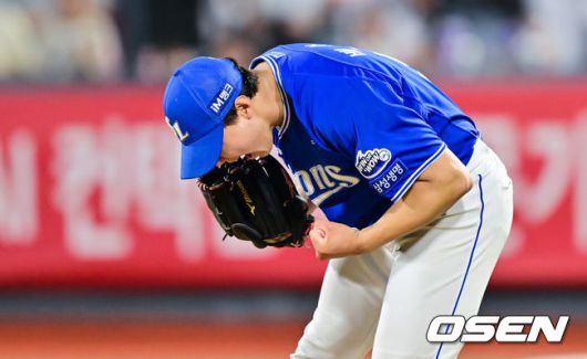[OSEN=수원, 박준형 기자] 8일 오후 수원 KT위즈파크에서 ‘2025 신한 SOL BANK KBO리그’ KT 위즈와 삼성 라이온즈의 경기가 진행됐다.이날 KT는 소형준을, 삼성은 원태인을 선발투수로 내세웠다.8회말 2사 2루 삼성 배찬승 투수가 KT 김상수를 삼진아웃 잡은뒤 포효하고 있다.   2025.08.08 / soul1014@osen.co.kr