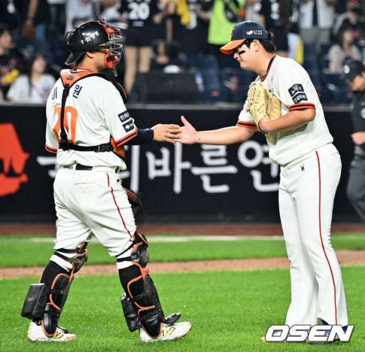 한화 이글스 이재원과 김서현. /OSEN DB