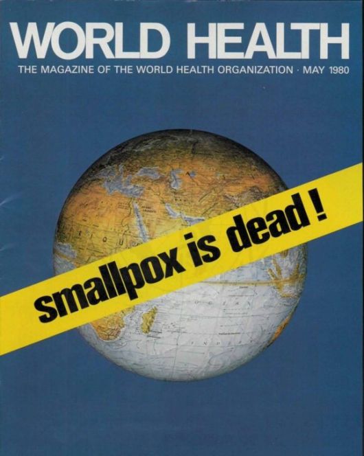 천연두 박멸 소식을 전한 세계보건기구의 기관지 `월드 헬스' 1980년 5월호 표지. 세계보건기구