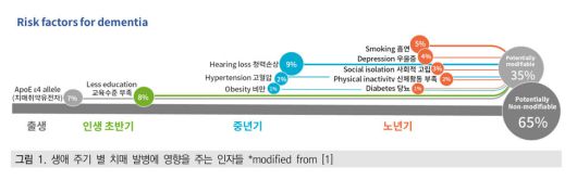 생애 주기별 치매 발병에 영향을 주는 인자들
