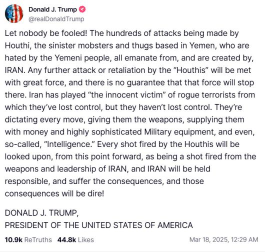 트럼프 대통령 트루스소셜 갈무리