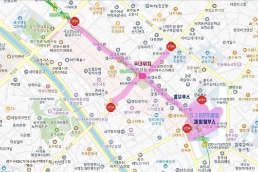 다음달 17일 열리는 제45주년 5·18민중항쟁 전야제 행사구간. 5·18행사위 제공