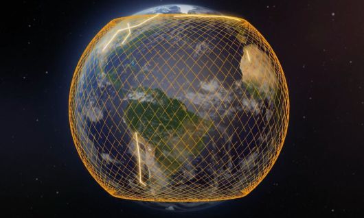 프로젝트 카이퍼 군집위성망을 묘사한 그림. 3236기의 위성으로 구성된다. 프로젝트 카이퍼 유튜브 채널